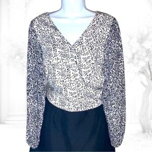 Japna White Blouse Women XSmall Black Puff Sleeves Top Thin Lightweight Peasant